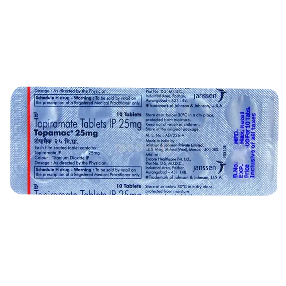 topamac 25mg tablet 10's